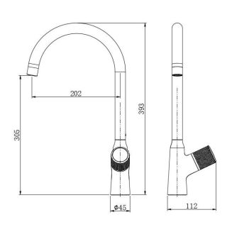 Смеситель для кухни Kohr FLY 1LN020200DB-0000A чёрный